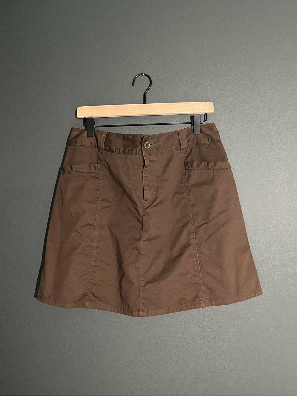 White Stag Brown Cotton Stretch Skort Size 10 High Rise Fall Utility Preppy